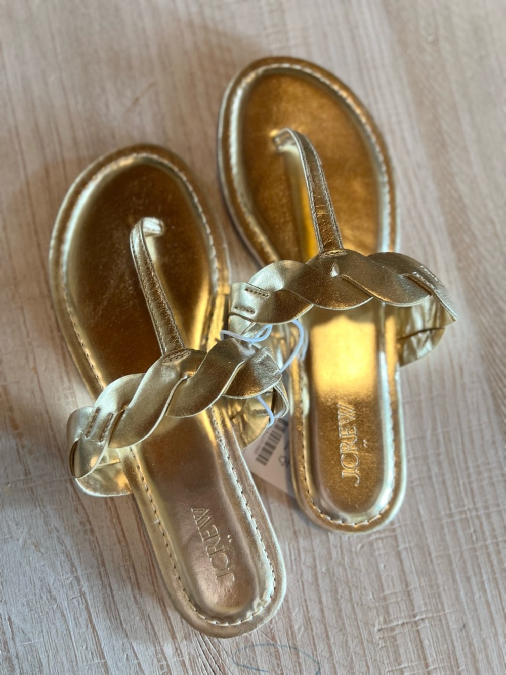 J. Crew Metallic Gold Braided Slide On Sandals Size 8 NWT